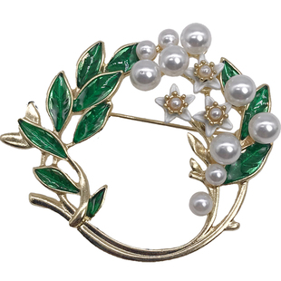 高档珐琅胸针珍珠古董配饰品法式复古宫廷胸花中国风别针毛衣扣