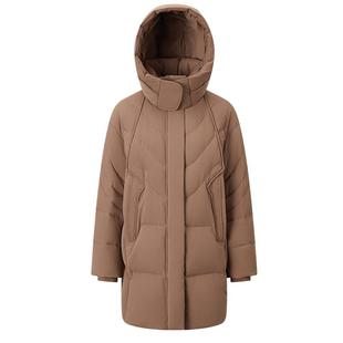 千仞岗秋冬季新款中长款纯色羽绒服简约时尚连帽女士保暖外套