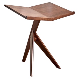 中古风实木阅读书报支架可移动杂志画册落地置物架展示台立式边几