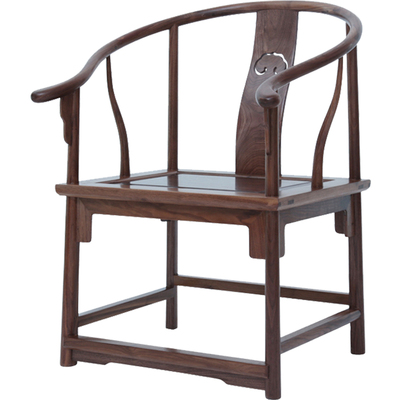新中式官帽椅实木老榆木圈椅三件套现代茶几太师椅明清仿古主人椅