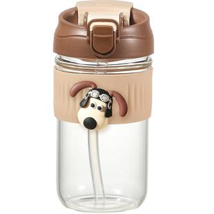 卡罗特玻璃杯女咖啡杯高硼硅耐高温水杯高颜值吸管杯子便携随行杯