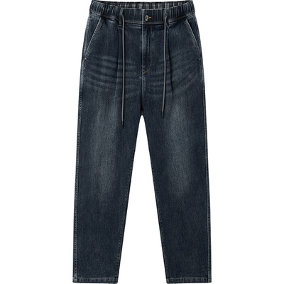 森马松紧腰加厚宽松锥形牛仔裤男