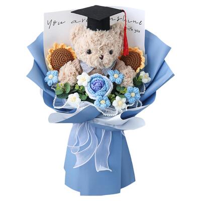 仿真向日葵玫瑰花束可爱公仔熊