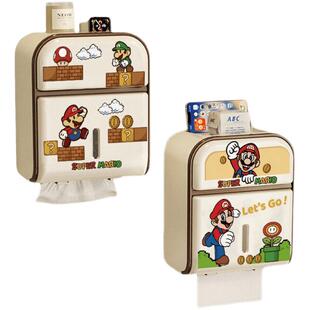 马里奥浴室厕所纸巾盒壁挂式卷纸筒盒免打孔厕纸收纳抽纸盒置物架