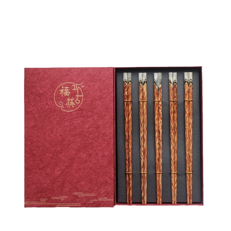 东南亚进口老椰木贝壳镶嵌筷子