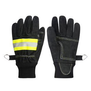 17款消防灭火手套耐磨牛皮隔热防烫比武训练森林防火抢险救援手套