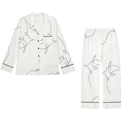 爱慕26春夏牛奶心情睡衣女可外穿开衫长袖长裤家居套装AM46C611