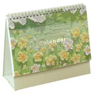 2026年新款油画台历 打卡日历日程计划表 花卉高颜值月历桌面摆件