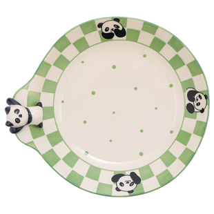 熊猫餐具高级感小众仪式感陶瓷碗盘碟家用面碗手握杯碟子甜品盘子