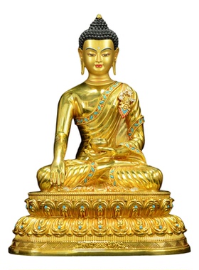 全鎏金释迦牟尼铜像摆件