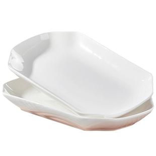 鱼盘家用蒸鱼盘子特大容量加深鱼盘纯白陶瓷椭圆形大盘子陶瓷餐具