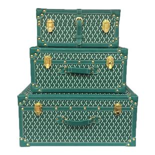 家用衣物衣帽间手提收纳箱皮质衣柜复古玩具整理展示直播道具箱子