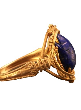 玄同藏青金石玛瑙镶18K金戒指