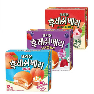 韩国直邮好丽友限定桃子果肉味草莓香蕉味草莓奶油夹心派12枚入