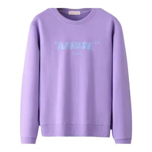 加绒加厚正肩毛圈棉白色圆领卫衣女秋冬宽松时尚百搭外套上衣外穿