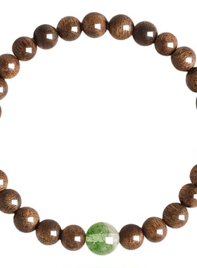 普陀山奇楠沉香绿幽灵水晶手串女五行补木情绪稳定手链佛珠文玩