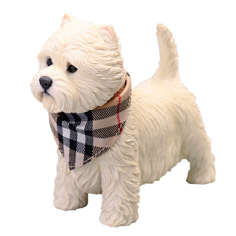 现货白梗犬仿真模型可爱治愈萌系
