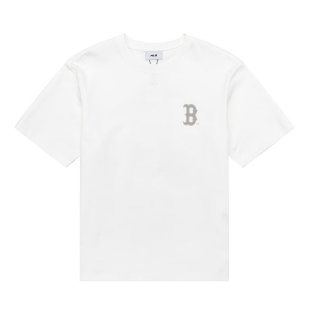 MLB专柜正品字母B大标短袖T恤男女通用休闲潮牌白色圆领3ATSM0463