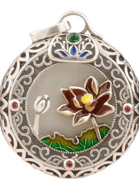 国风荷花香囊吊坠项链女款高级感