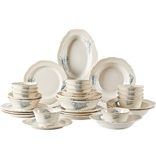 法式中古风餐具套装高颜值碗碟套装家用碗盘套装新婚礼物乔迁之喜