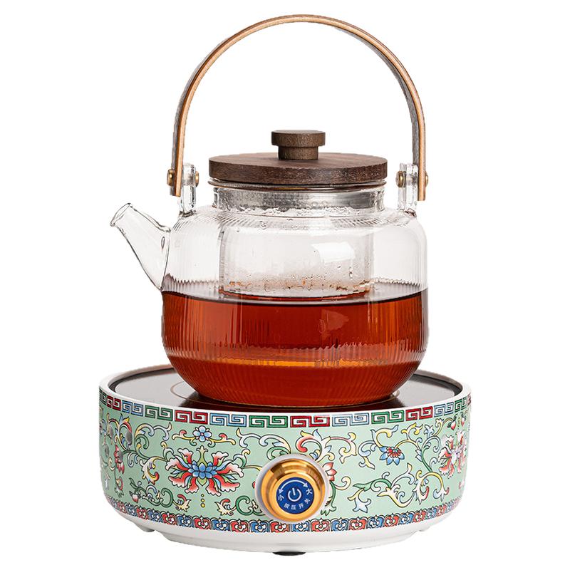 茶具套装2025新款电陶炉围炉煮茶炉珐琅彩电炉玻璃煮茶器套装家用