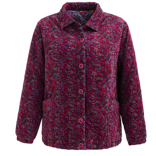 妈妈薄款宽松小棉衣中老年女老太太夹棉外套秋冬奶奶纯棉衬衫棉袄