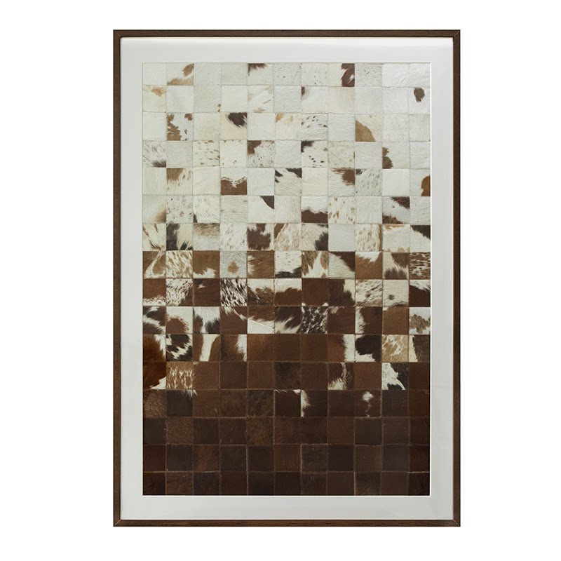颐画原创真牛皮画《有方》进口澳洲奶牛皮 中古风装饰画 高级设计