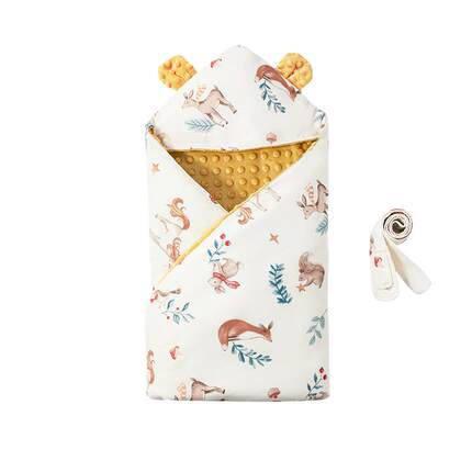 嫚熙婴儿秋冬季加厚款包被初生宝宝豆豆绒可脱胆恒温纯棉a类抱被