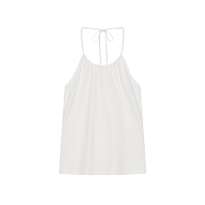 DOSORDONTS 2026春季新品白色抽褶弹力挂脖可调节百搭吊带