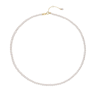 京润珍珠 昔年18K金项链3-4mm白色圆形淡水珍珠baby珠轻奢项链女P