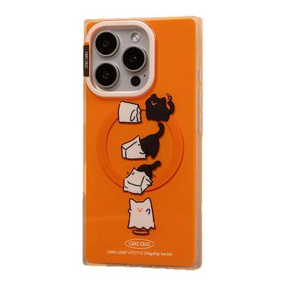 扮鬼猫咪方形手机壳磁吸支架