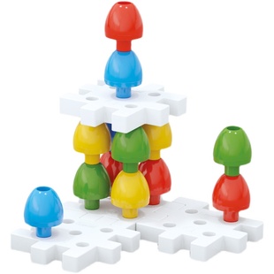 启迪quercetti巨手蘑菇钉拼插板大颗粒拼图儿童益智叠叠乐玩具1岁