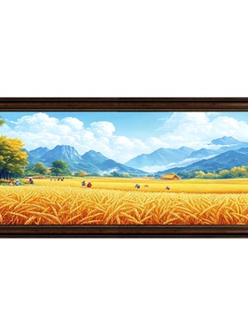 美式乡村金色麦田风景油画客厅沙发背景墙装饰画丰收田园风壁画