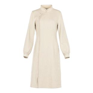 花木深改良旗袍复古民国风琵琶襟日常可穿针织盘扣连衣裙秋冬新款