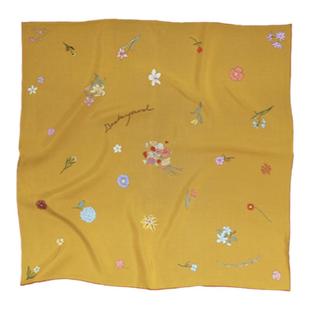 Weiliao 后花园小方巾真丝丝巾黄绿系脖蓝色简约女士百搭春天送礼