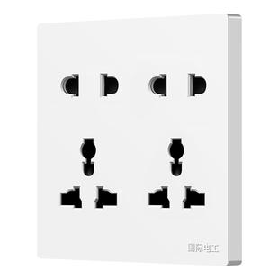国际通用86型插座墙壁六孔四孔十孔插座面板多功能6孔4孔8孔10孔
