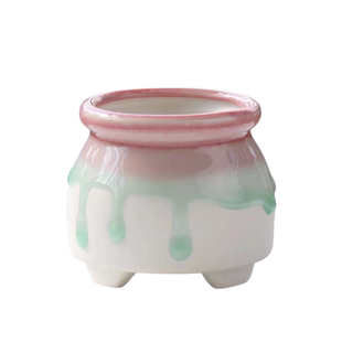 新品多肉花盆陶瓷素烧透气小号奶罐屁屁盆方形小清新冰裂流釉花盆
