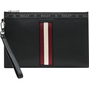 Bally巴利男士条纹皮质手拿包