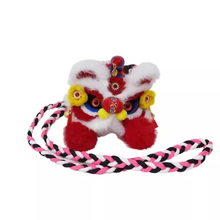 国潮儿童2026新款斜挎包压岁钱小挎包礼物新年马年醒狮毛绒包礼物