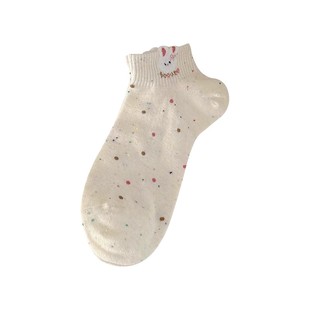 5双卡通袜子女短袜春夏季棉透气ins潮可爱点子纱小兔短筒浅口船袜