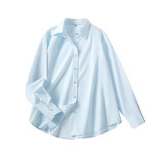 班尼路白色POLO领衬衫女2026春夏新款冰丝凉感轻薄透气长袖衬衣Q