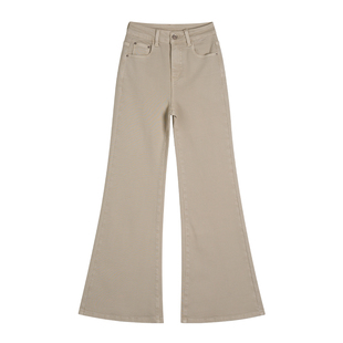 王家有鱼加绒爆款浅色系牛仔裤秋冬新款时尚微喇裤显瘦气质裤子女