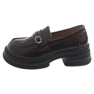 小皮鞋女英伦风2025新款春秋季乐福鞋圆头厚底棕黑色玛丽珍jk鞋子