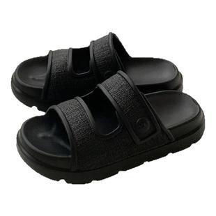 细细条 休闲度假风沙滩凉拖鞋百搭2025夏季新款厚底双带拖鞋女ins