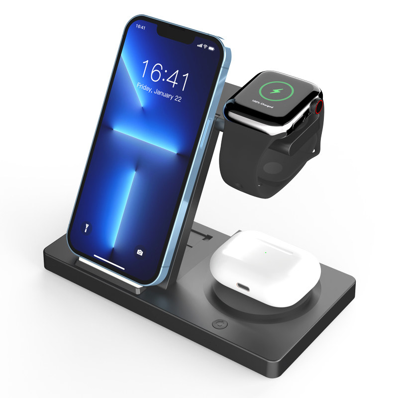 三合一无线充电器快充 适用苹果iphone/iwatch8 9代S10/ultra三星手机手表Galaxy watch4