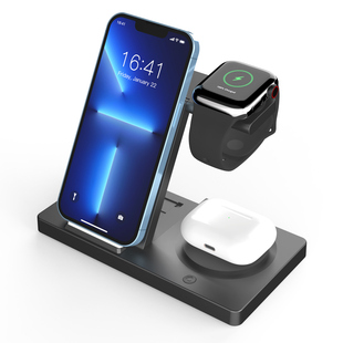 三合一无线充电器快充 适用苹果iphone/iwatch8 9代S10/ultra三星手机手表Galaxy watch4 5耳机立式充电底座