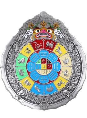 精工藏式锡彩绘九宫八卦牌摆件