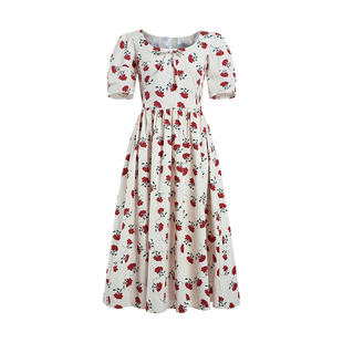 HeyDress原创扶桑花连衣裙女夏季法式高腰显瘦气质浪漫泡泡袖裙子