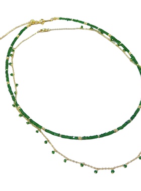 天然透辉石14k包金满天星项链