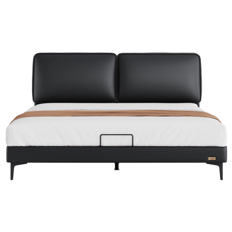 龙凤家居 简约高端大黑牛头层牛皮软床主卧现代轻奢家居意式 3136